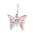 Sterling Silver Pink Shell Butterfly Earrings