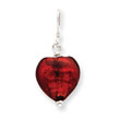 Sterling Silver Red Murano Glass Heart Earrings