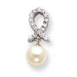Sterling Silver CZ And Cultured Pearl Earrings