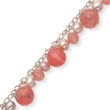 Sterling Silver Cherry Quartz, Freshwater Cultured Pink Pearl Bracelet