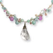 Sterling Silver Blue Crystal, Amazonite, Lavender QuartzCultured Pearl Necklace