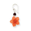 Sterling Silver Garnet Bead & Carnelian Dangle Flower Earrings