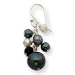 Sterling Silver Onyx, Hematite, Peacock & White Freshwater Cultured Pearl Earrings