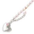 Sterling Silver Pearl And Rose Quartz Childs Heart Bracelet