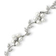Sterling Silver Pearl And CZ Floral Bracelet