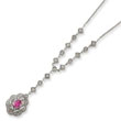 Sterling Silver CZ And Pink CZ Fancy Necklace