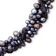 Sterling Silver Freshwater Black Pearl & Amethyst Quartz Necklace