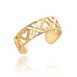 14K Gold Diamond-Cut  " X" & Heart Toe Ring