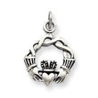 Sterling Silver Antiqued Claddaugh Pendant