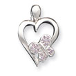 Sterling Silver Heart With Pink CZ Butterfly Pendant
