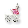 Sterling Silver Pink Baby Carriage Charm