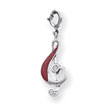 Sterling Silver Red Enameled Treble Clef Charm