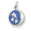 Sterling Silver Blue Enameled With CZ Charm