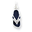 Sterling Silver CZ And Blue Enameled Flip Flop Charm