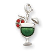 Sterling Silver Enameled Martini Glass Charm