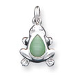 Sterling Silver Green Cats Eye Frog Charm