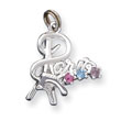 Sterling Silver Paris Multi-Color Crystal Charm