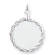 Sterling Silver Engraveable Round With Rope Disc Charm