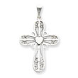 Sterling Silver Antiqued Cross With Heart Pendant