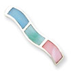 Sterling Silver Pink, Green And Blue Mother Of Pearl Wavy Pendant