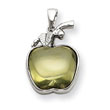 Sterling Silver Green Cabochon Apple Pendant