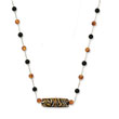 14K Gold Murano Glass Bead, Amber & Onyx Necklace