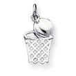 Sterling Silver Basketball In Hoop Charm