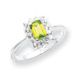 Sterling Silver Peridot & CZ Ring