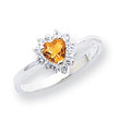 Sterling Silver Citrine Heart Ring