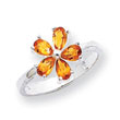 Sterling Silver Citrine Flower Ring