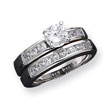 Sterling Silver 2-Piece CZ Wedding Set Ring