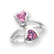 Sterling Silver Double Pink CZ Heart Ring