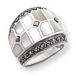 Sterling Silver Marcasite & Mother Of Pearl Ring