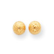 14K Gold Polished & Diamond-Cut Swirl 6mm Ball Post Earrings