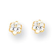 14K Gold 4mm Synthetic White Topaz Screwback Earrings