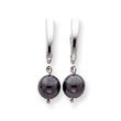 14K White Gold Hematite Bead Dangle Earrings