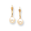 14K Gold Cultured Pearl Leverback Earrings