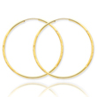 14K Gold 1.5x42mm Satin Diamond-Cut Endless Hoop Earrings