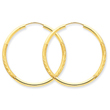 14K Gold 2x34mm Satin Diamond-Cut Endless Hoop Earrings