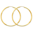 14K Gold 2x45mm Satin Diamond-Cut Endless Hoop Earrings