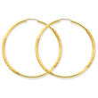 14K Gold 2x45mm Satin Diamond-Cut Endless Hoop Earrings