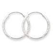 14K White Gold 1.5x20mm Diamond-Cut Endless Hoop Earrings