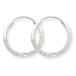 14K White Gold 1.5x16mm Diamond-Cut Endless Hoop Earrings