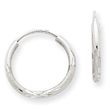 14K White Gold 1.5x14mm Diamond-Cut Endless Hoop Earrings