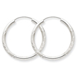 14K White Gold 2x25mm Diamond-Cut Endless Hoop Earrings