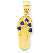 14K Gold September CZ Birthstone Flip Flop Pendant