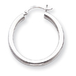 14K White Gold 3x28mm Round Hoop Earrings