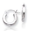 14K White Gold 3x14mm Round Hoop Earrings