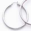 14K White Gold 3x50mm Round Hoop Earrings