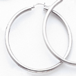 14K White Gold 3x55mm Round Hoop Earrings